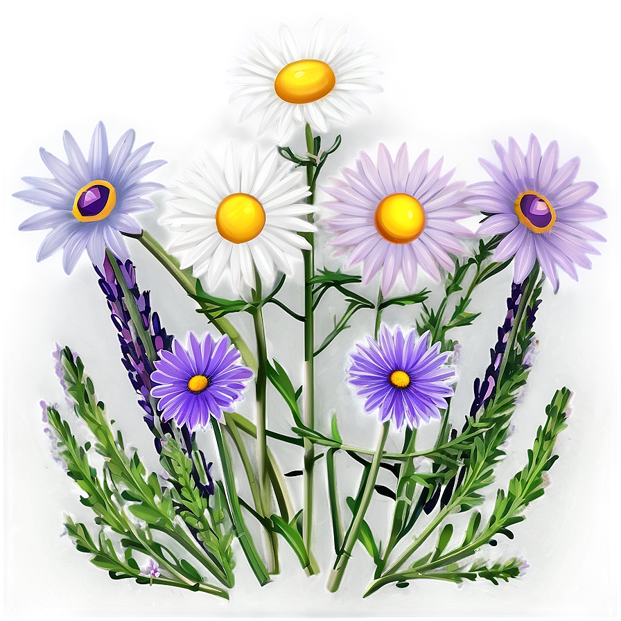 Daisies And Lavender Png 06122024