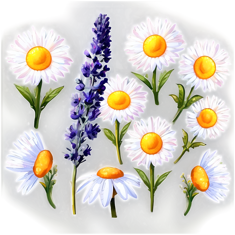 Daisies And Lavender Png Qim90