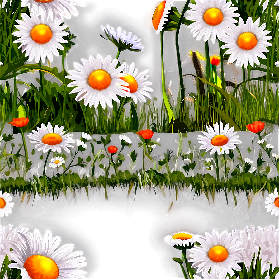 Daisies On Green Grass Png 12