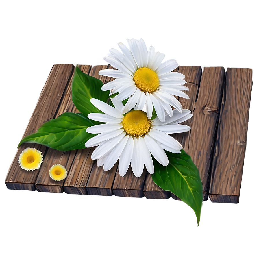 Daisies On Wooden Surface Png Hna