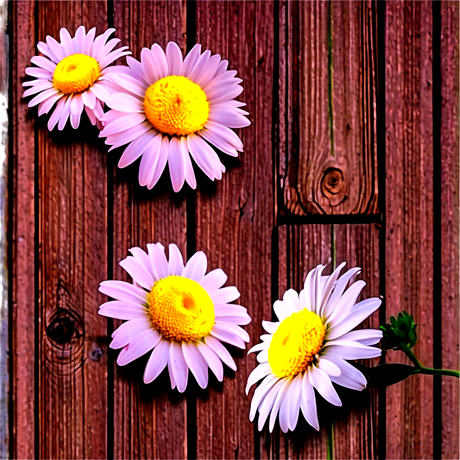 Daisies On Wooden Surface Png Wfn69