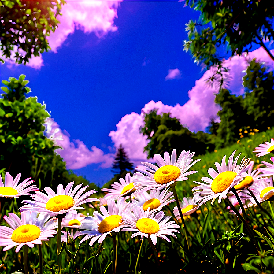 Daisies Under Blue Sky Png 06122024