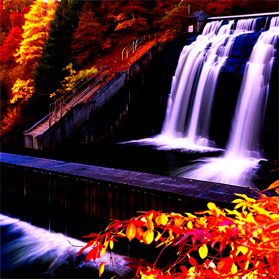 Dam Amidst Autumn Foliage Png Ygq87