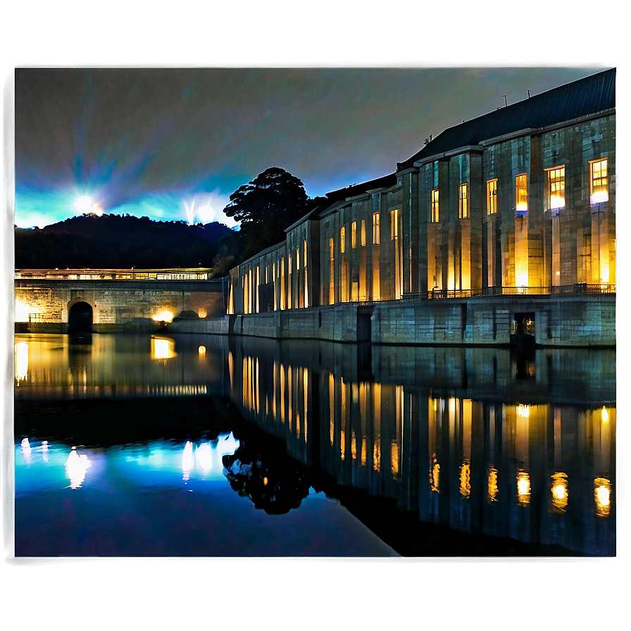 Dam Illumination Night View Png Gla