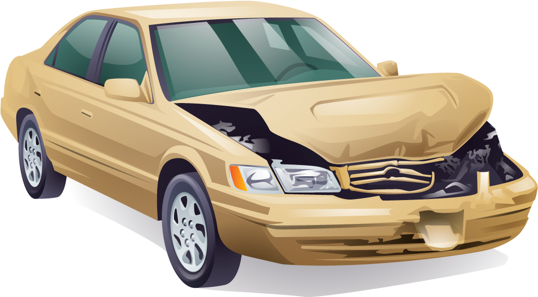 Damaged Golden Car Illustration