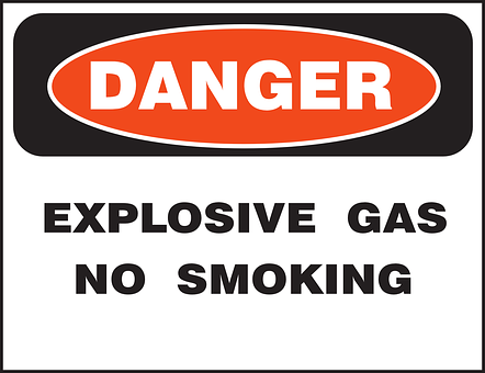 Danger Explosive Gas No Smoking Sign