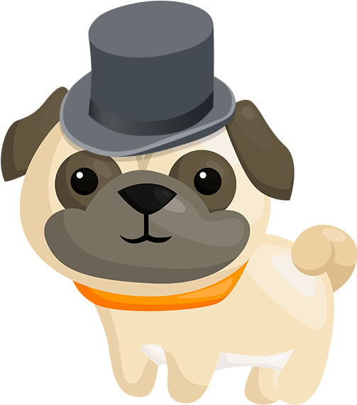 Dapper Pug Cartoon Graphic