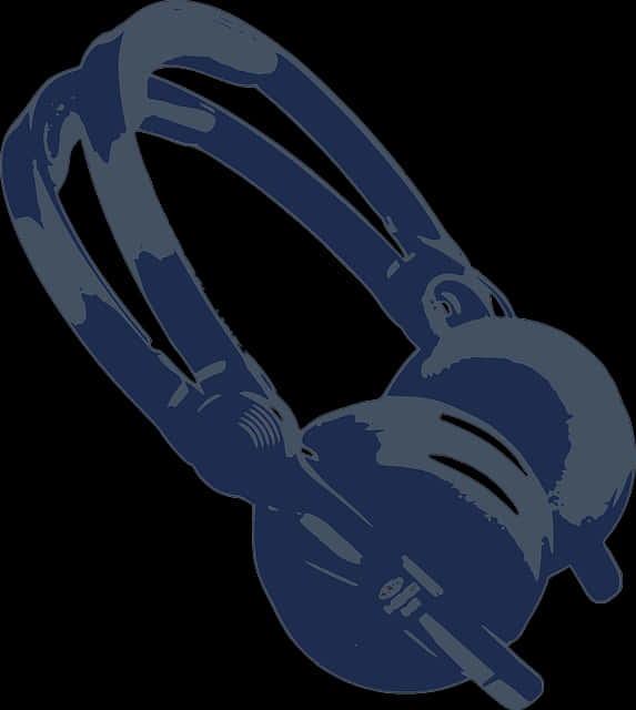 Dark Blue Headphones Silhouette