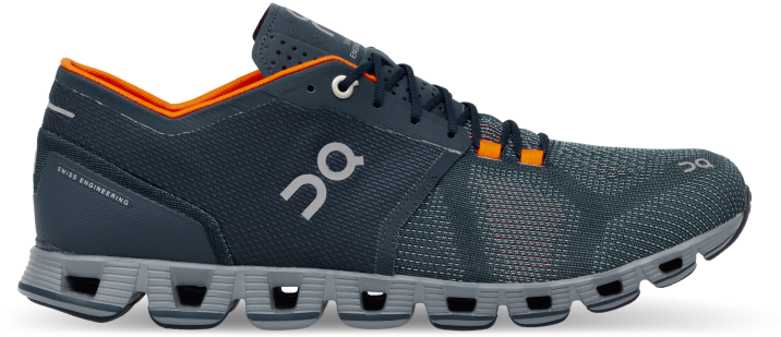 Dark Blue Running Shoewith Orange Accents