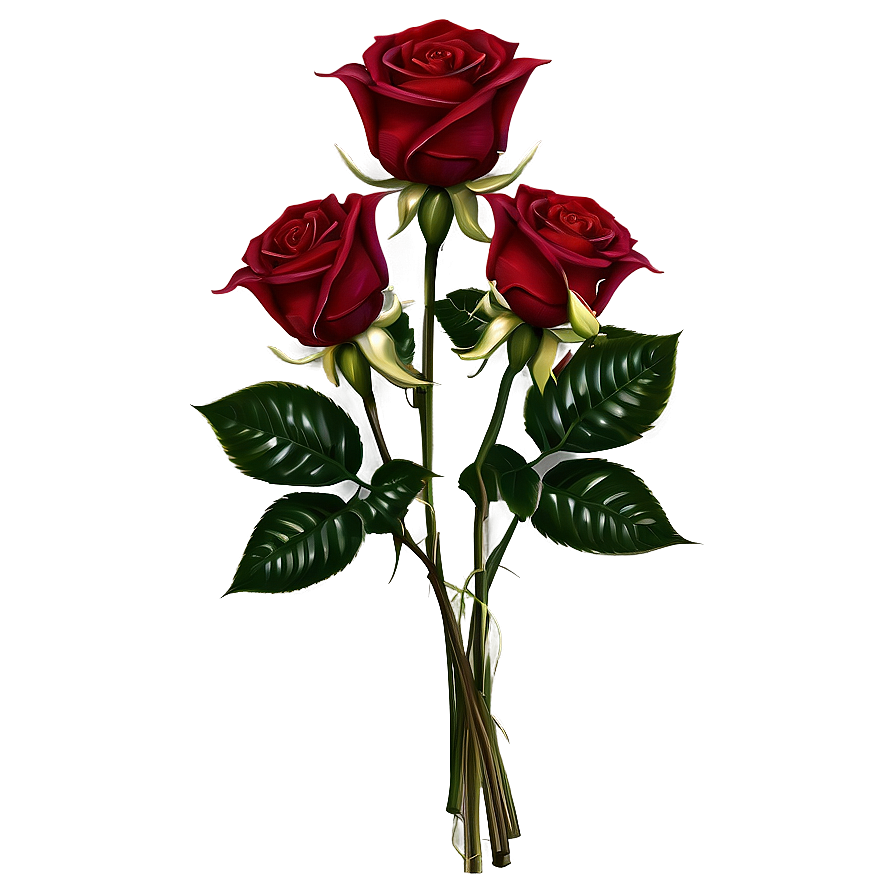 Dark Red Roses Bouquet Png Tch