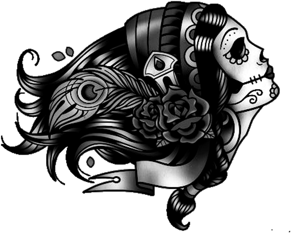 Dayofthe Dead Skull Tattoo Design