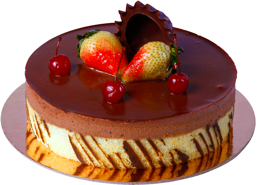 Decadent Chocolate Cakewith Strawberriesand Cherries