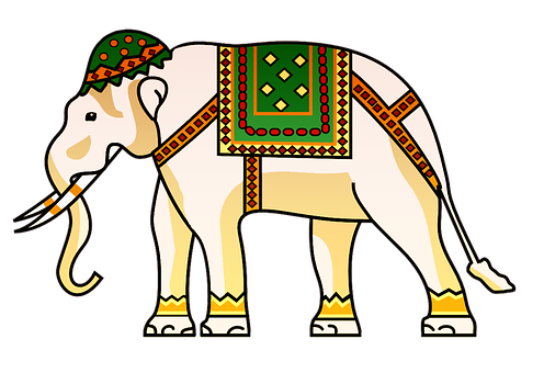 Decorated Asian Elephant Illustration