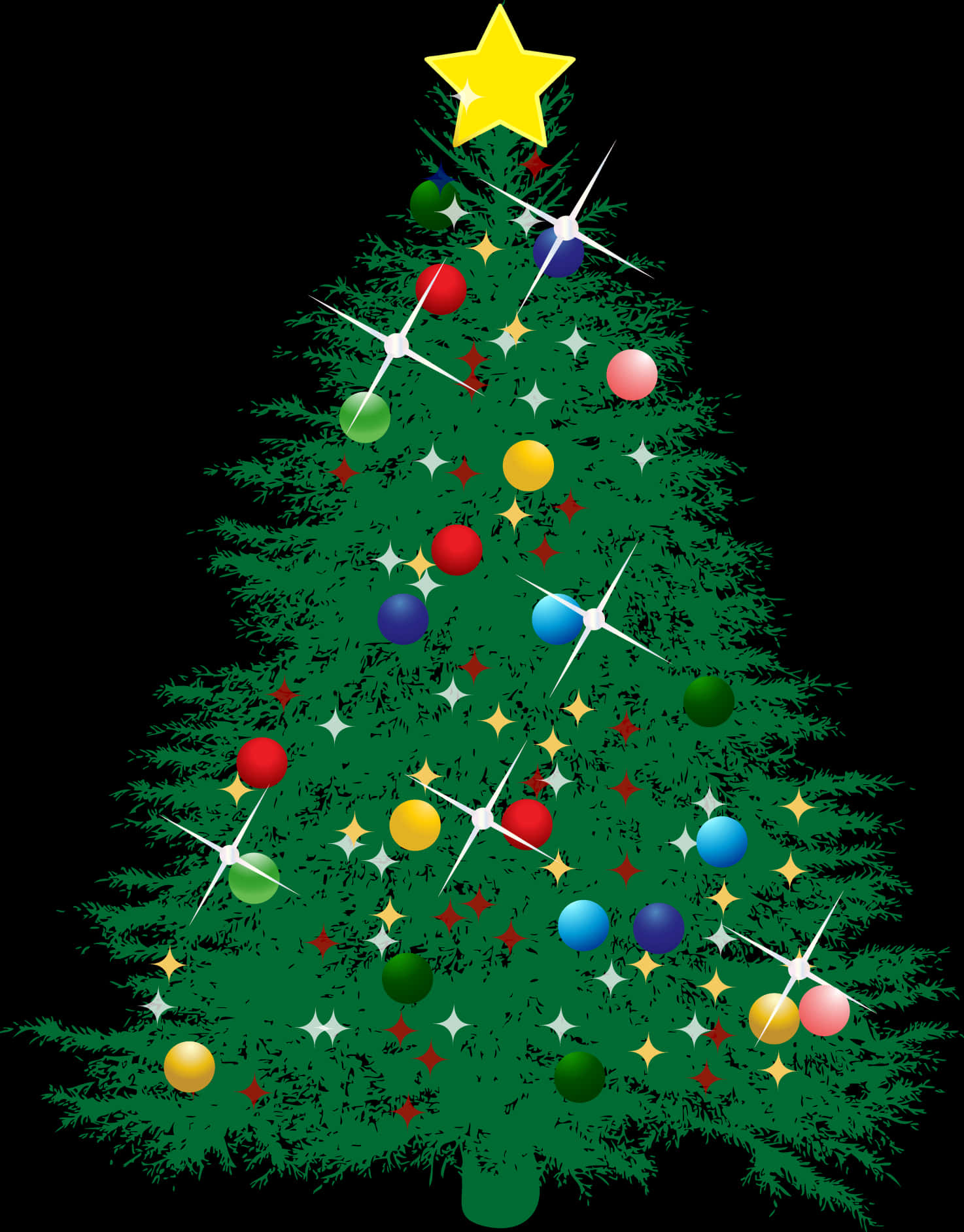 Decorated Christmas Tree Illustration