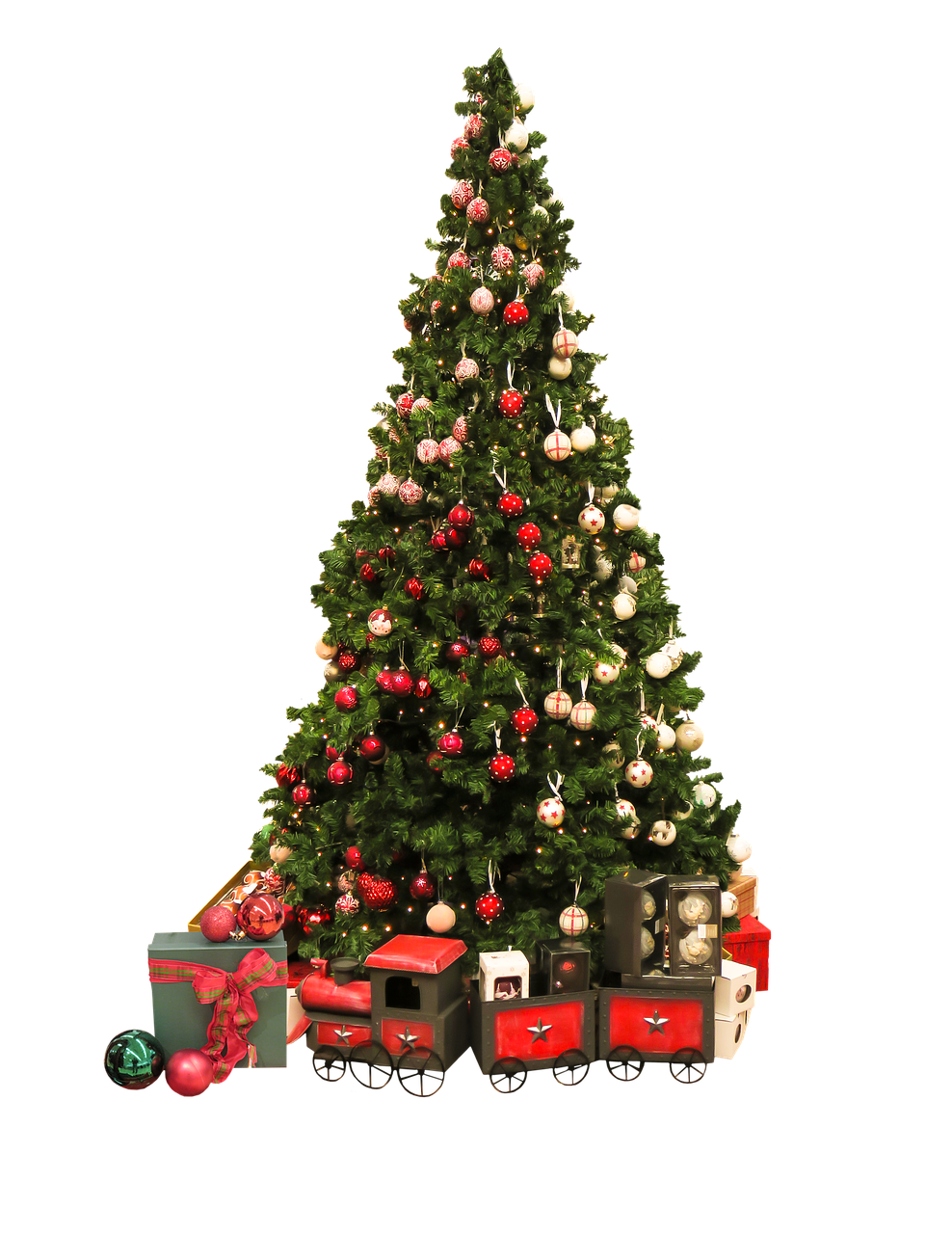 Decorated Christmas Treewith Giftsand Train