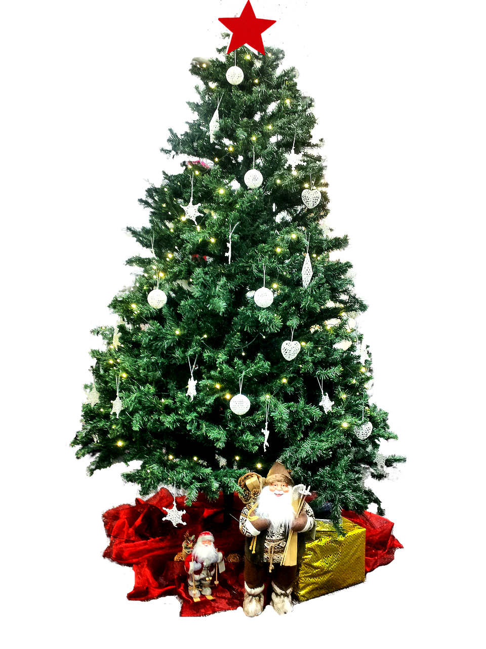 Decorated Christmas Treewith Santa Figurines