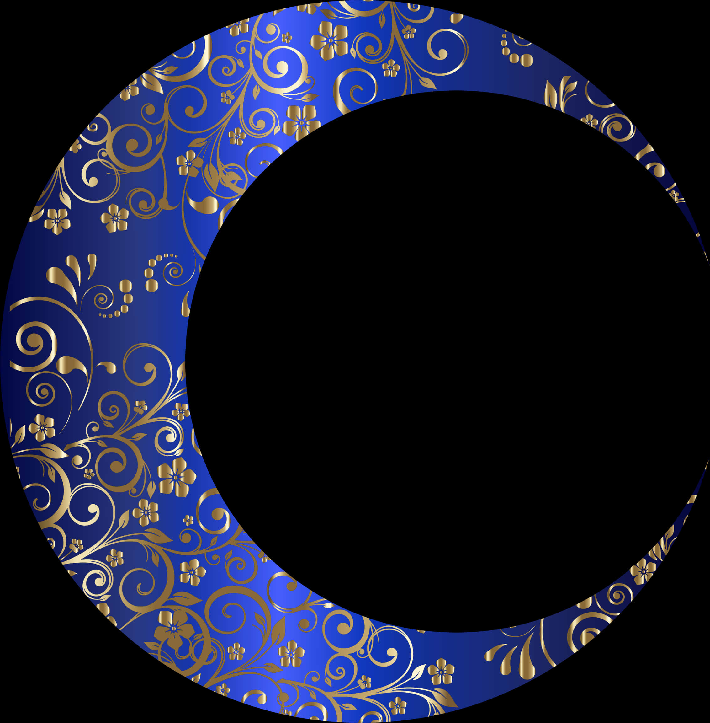 Decorative Blue Gold Crescent Moon