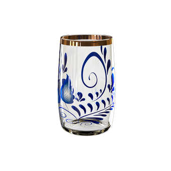 Decorative Blue Pattern Glass Tumbler