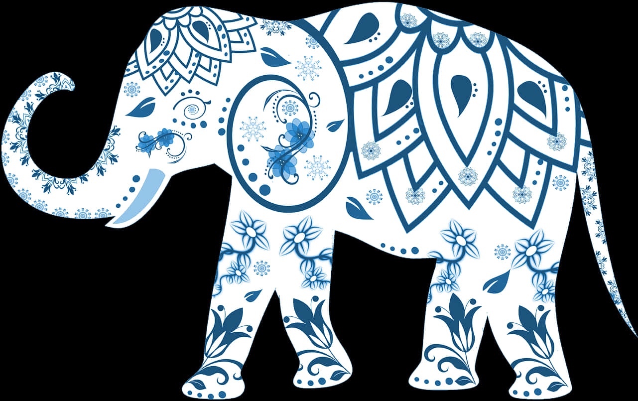 Decorative Blue Patterned Elephant