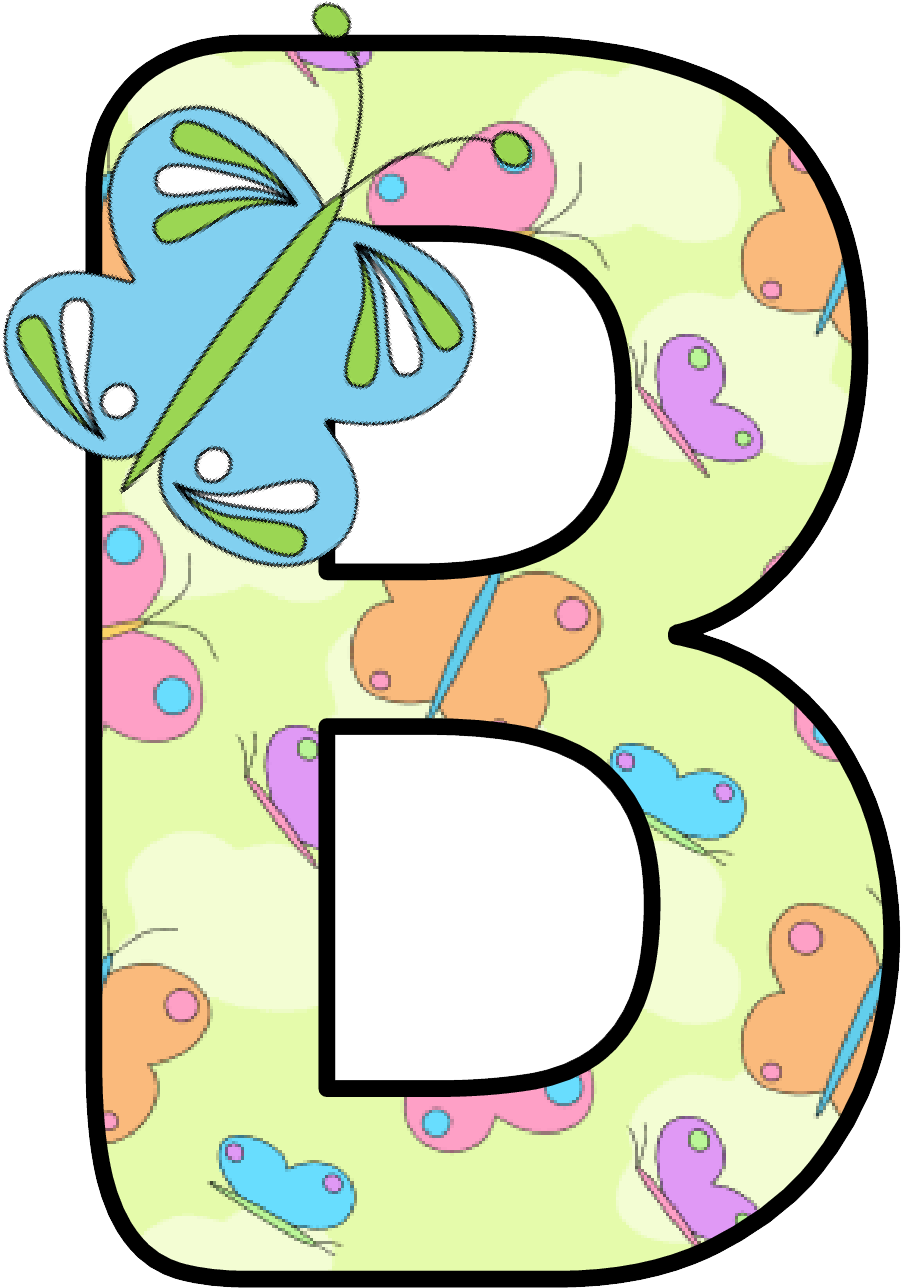 Decorative Butterfly Pattern Letter B