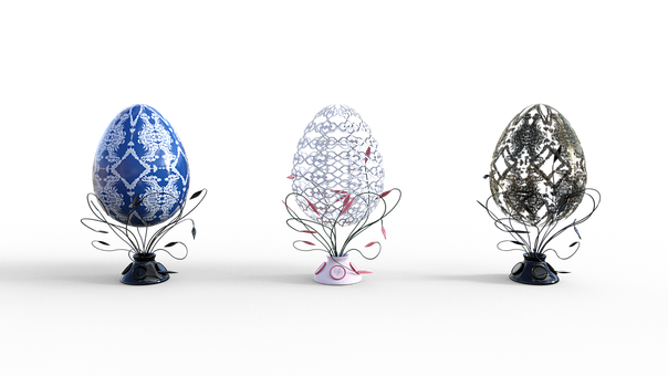 Decorative Eggs Trioon Black Background