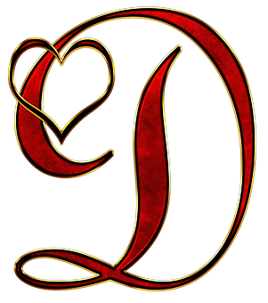 Decorative Letter Dwith Heart Design