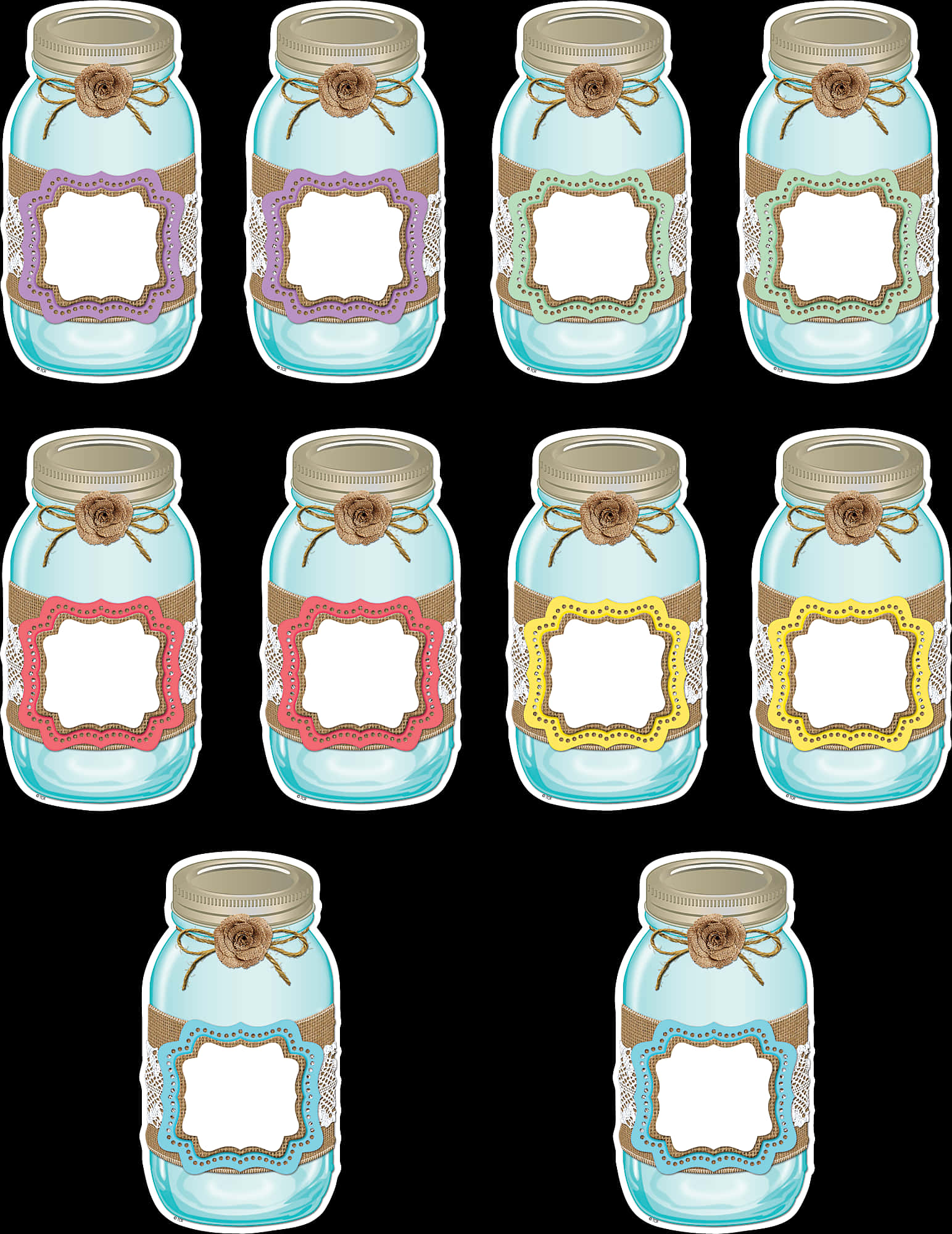 Decorative Mason Jars Labels Vector