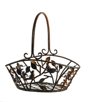 Decorative Metal Basketwith Bird Motif