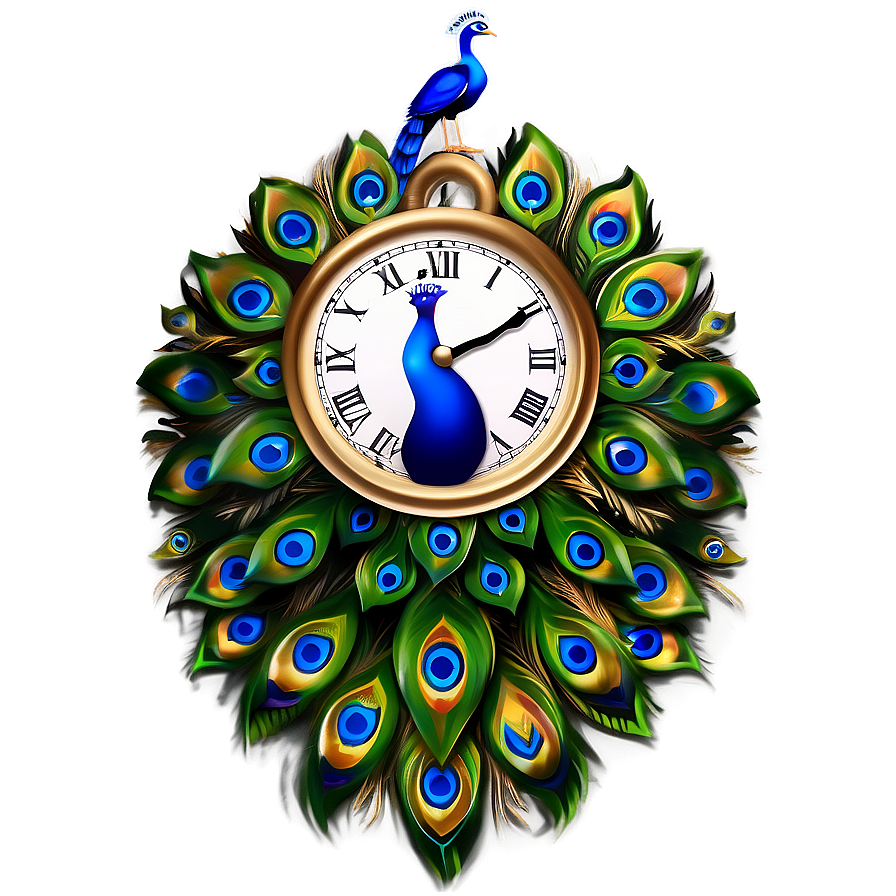 Decorative Peacock Clock Png Ilt14