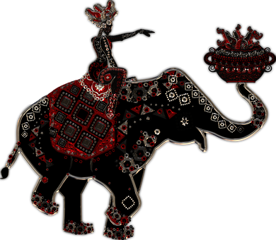 Decorative Redand Black Elephant Artwork