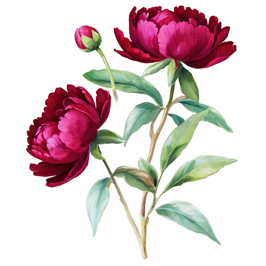 Deep Red Peonies Graphic Png Jru99