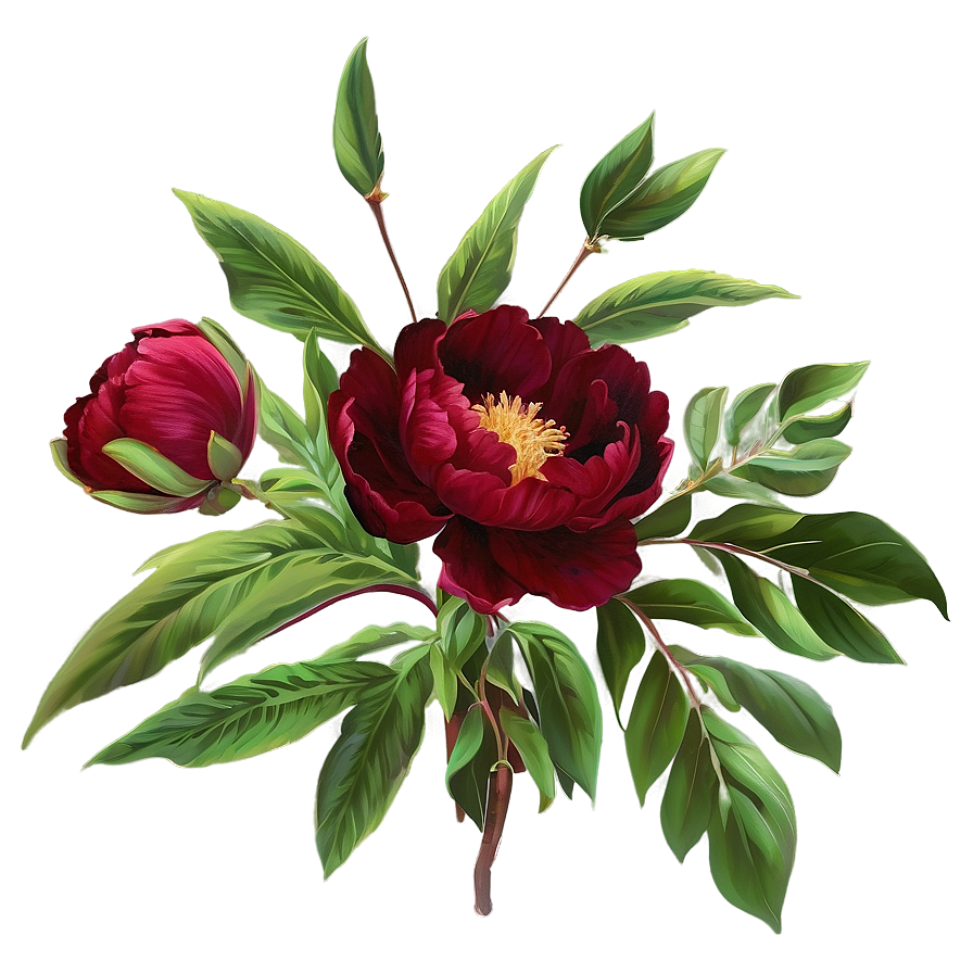 Deep Red Peonies Graphic Png Kfc29