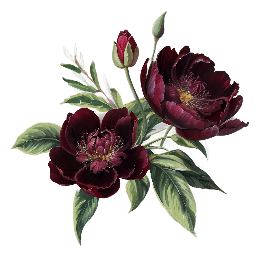 Deep Red Peonies Graphic Png Nly80