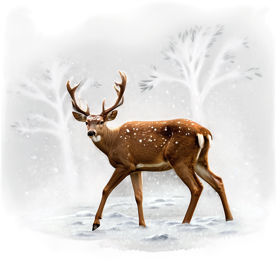 Deer In Snowfall Png Qnf5