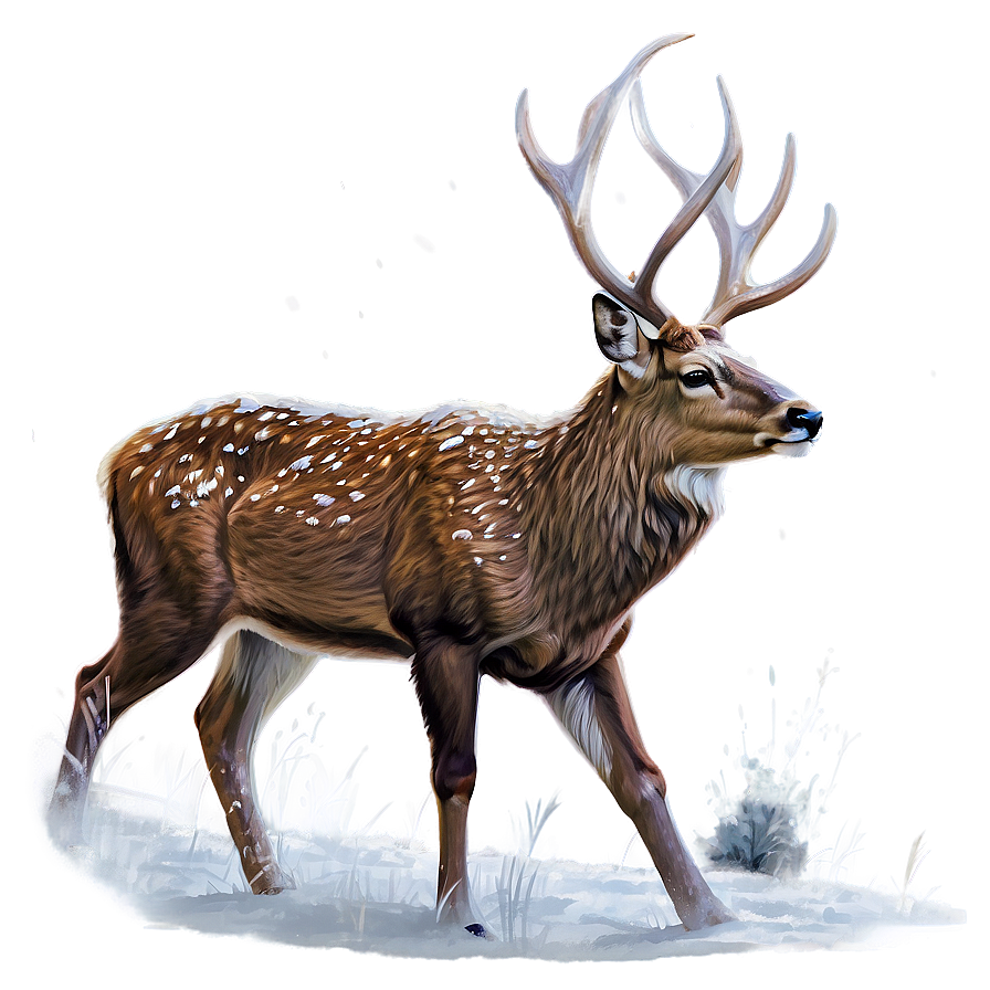 Deer In Snowfall Png Wes