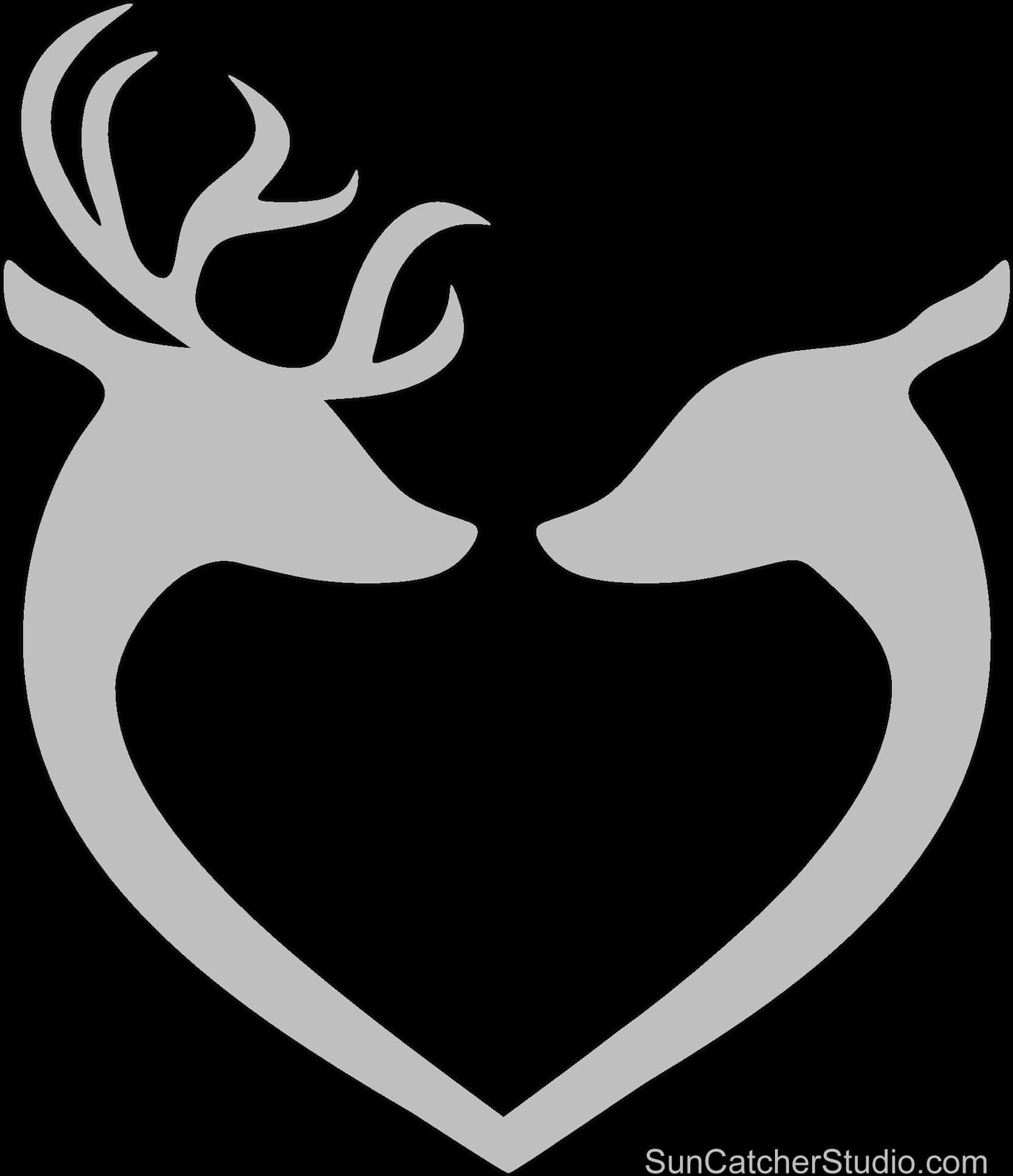 Deer Silhouette Heart Design