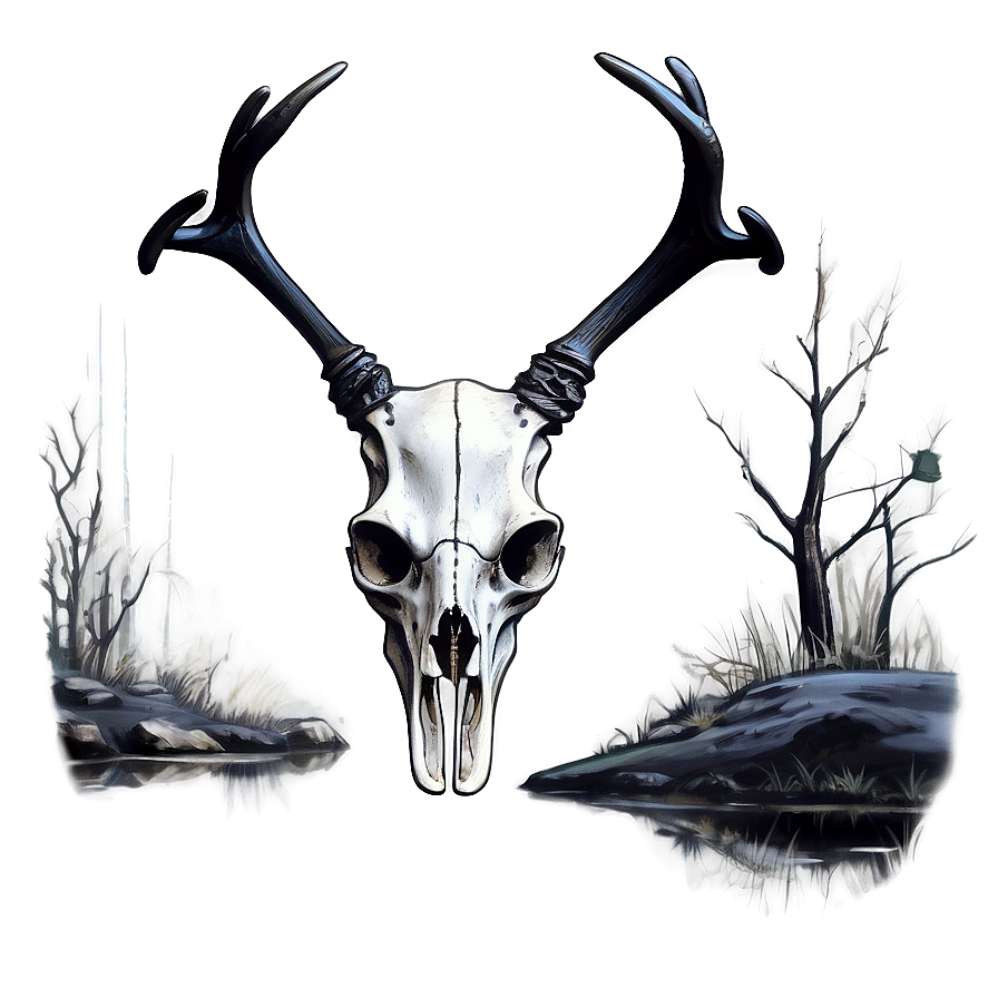 Deer Skull In Surreal Landscape Png Htt56