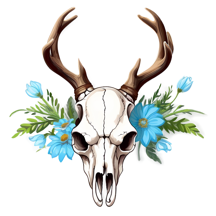 Deer Skull With Flowers Png 42