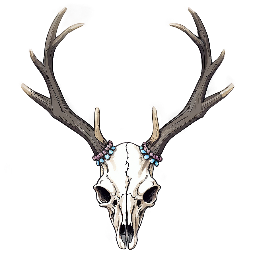 Deer Skull With Nature Elements Png 54