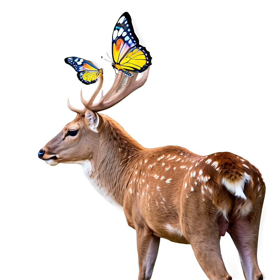 Deer With Butterfly Png Qxb