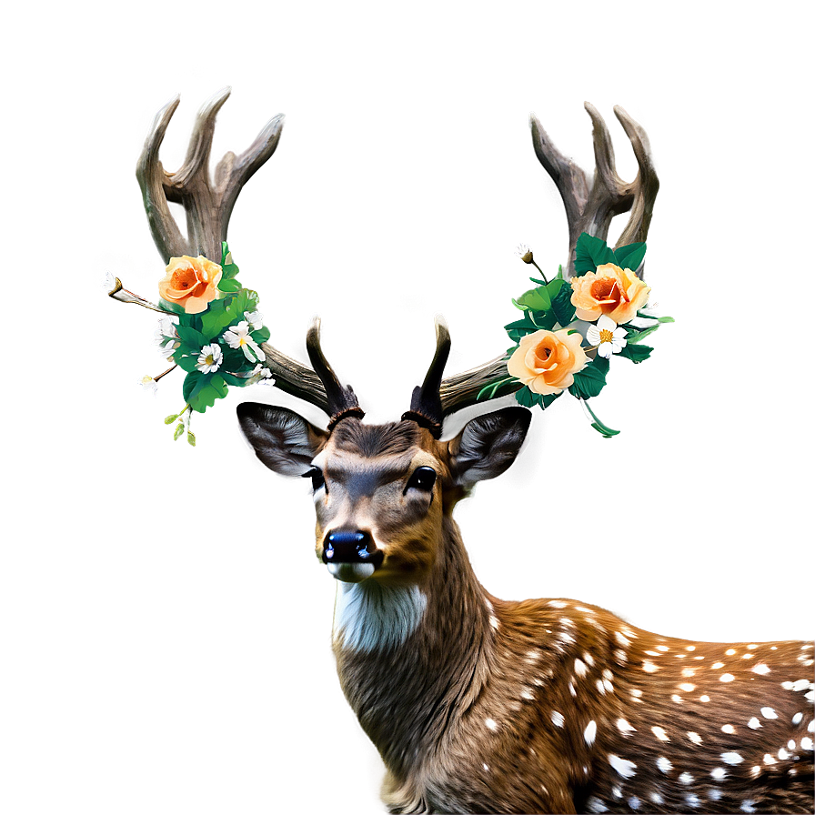 Deer With Flowers Crown Png Dgu95