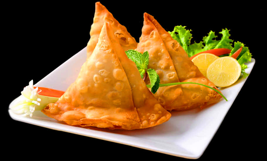 Delicious Samosas Plated Dish