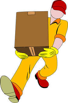 Delivery Man Carrying Box Cartoon