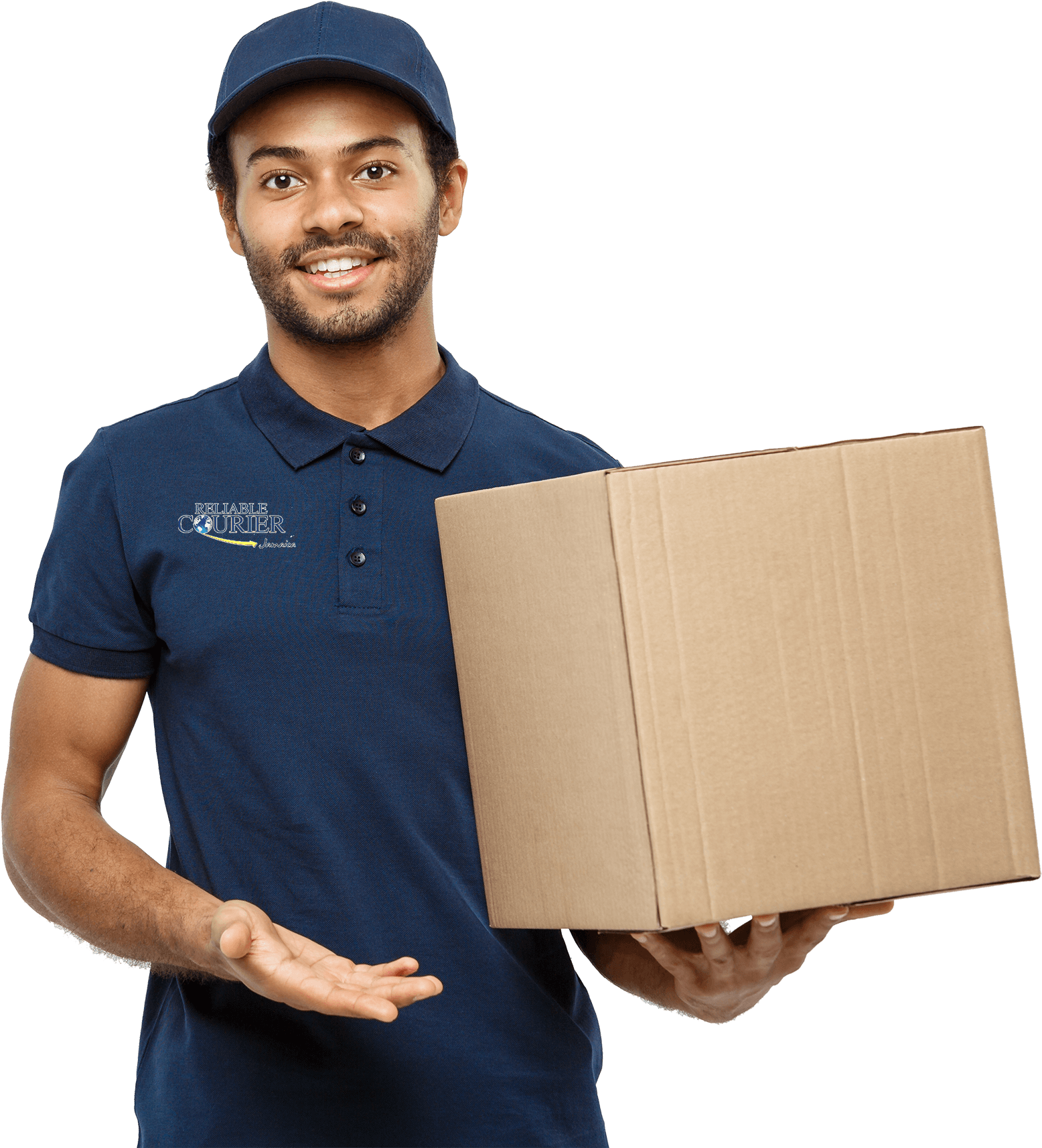 Delivery Man Holding Parcel Smiling