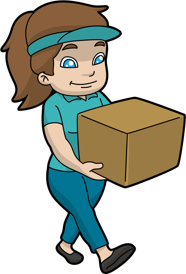 Delivery Person Carrying Package Cartoon