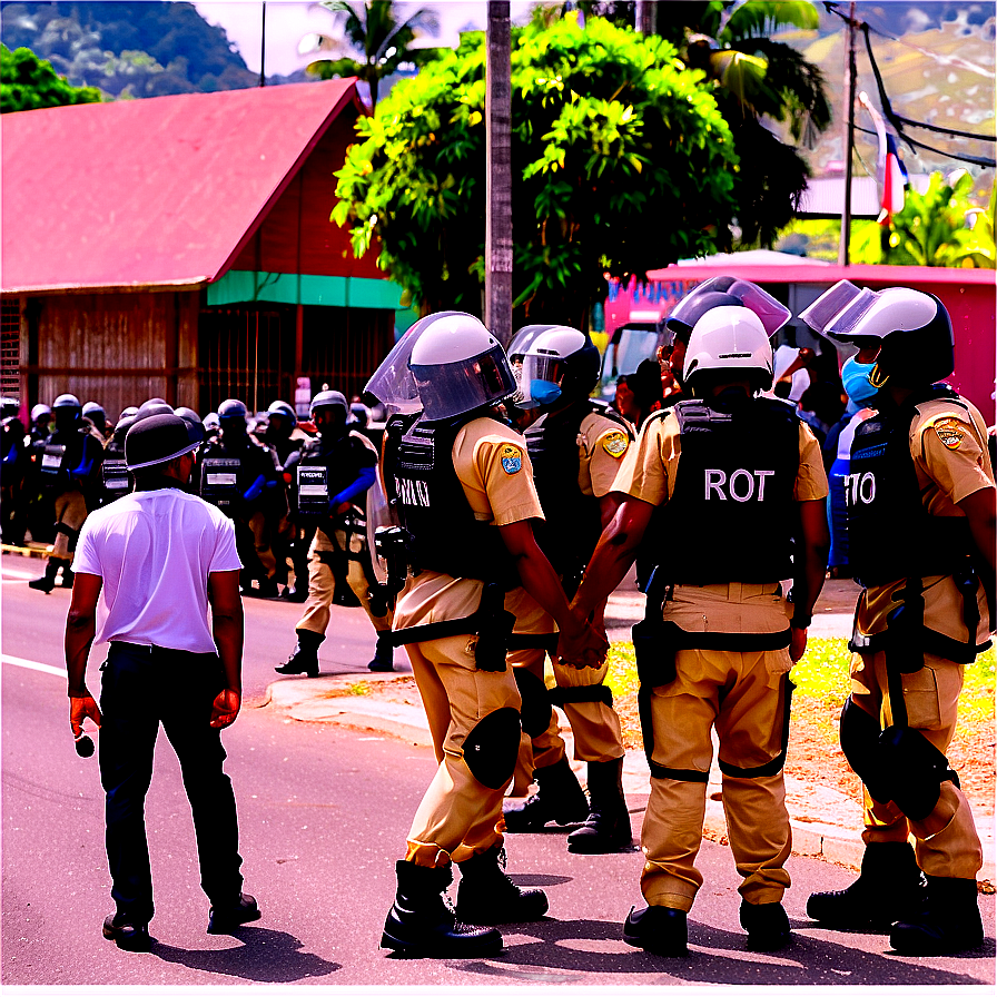 Demonstrators Vs Riot Police Png Stk