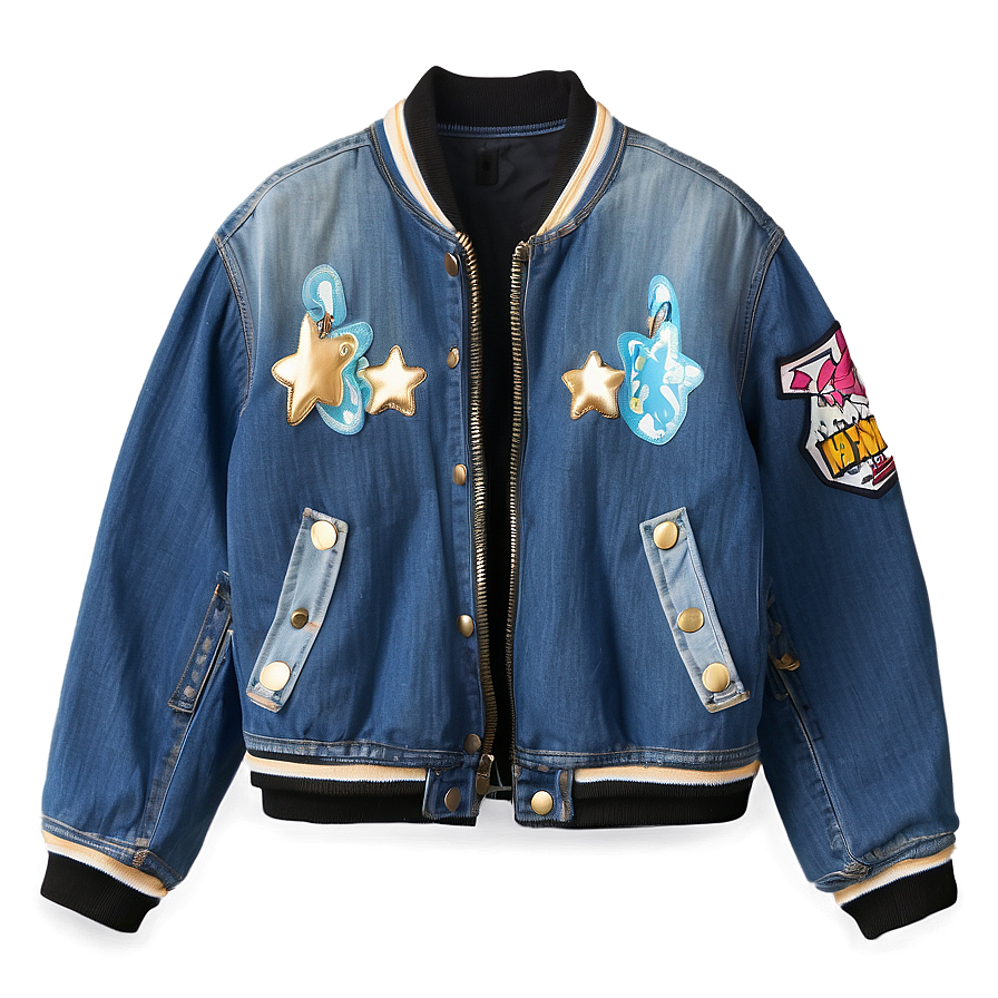 Denim Bomber Jacket Png 06282024