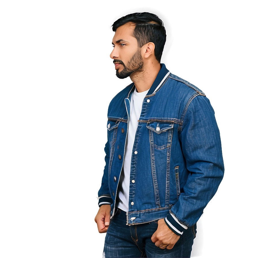 Denim Bomber Jacket Rugged Png Fuy95