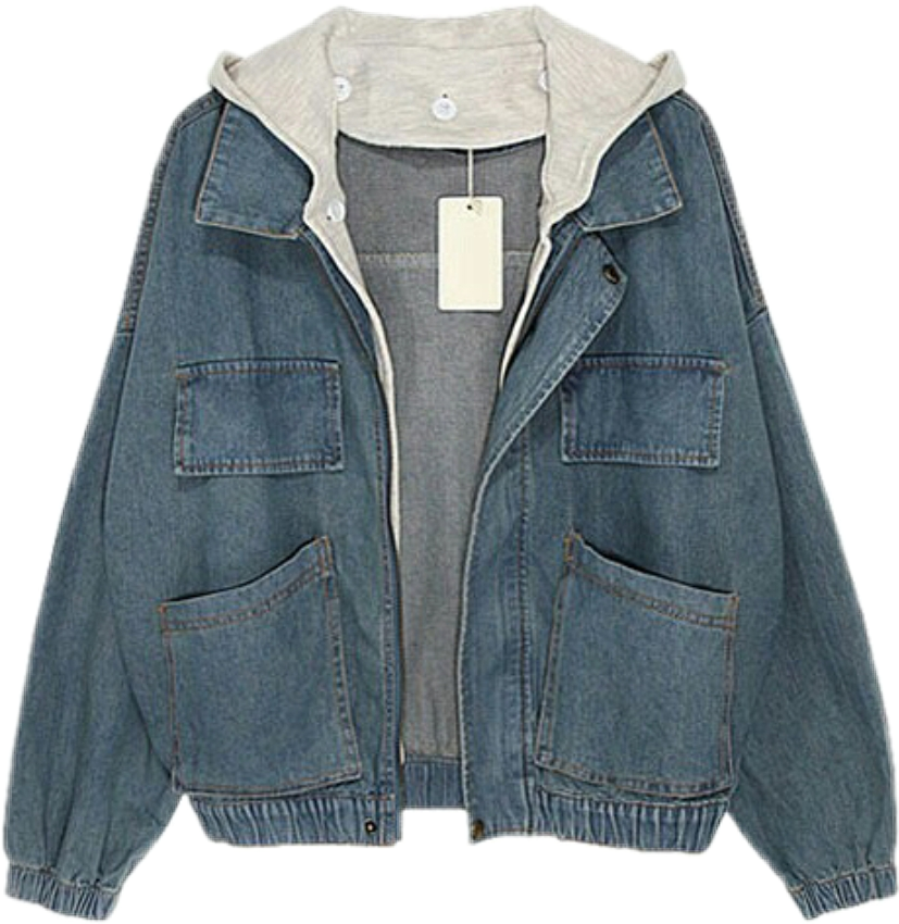 Denim Jacketwith Hoodieand Tag