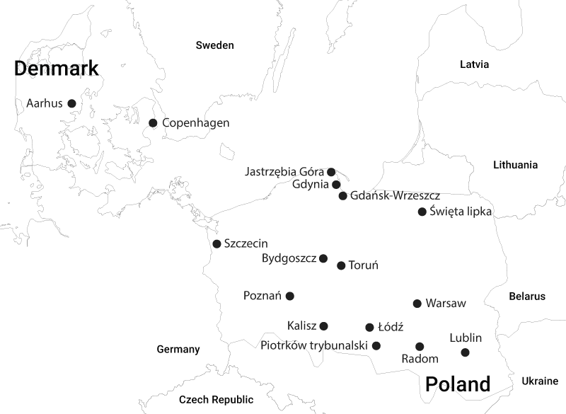 Denmarkand Poland Map